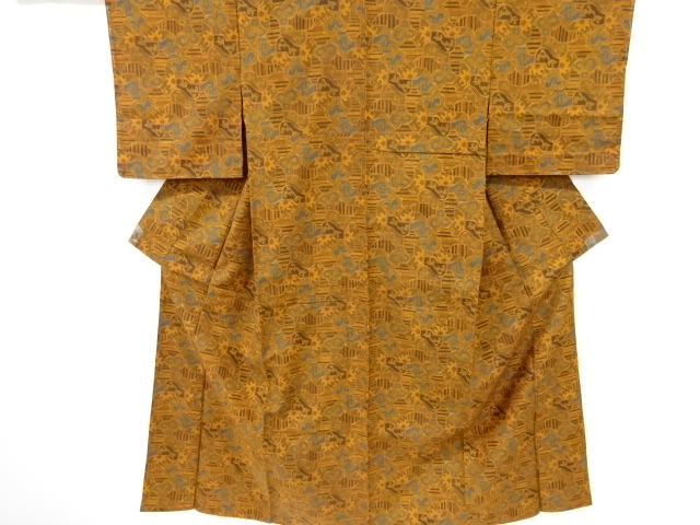 抽象模様織出し手織り紬着物